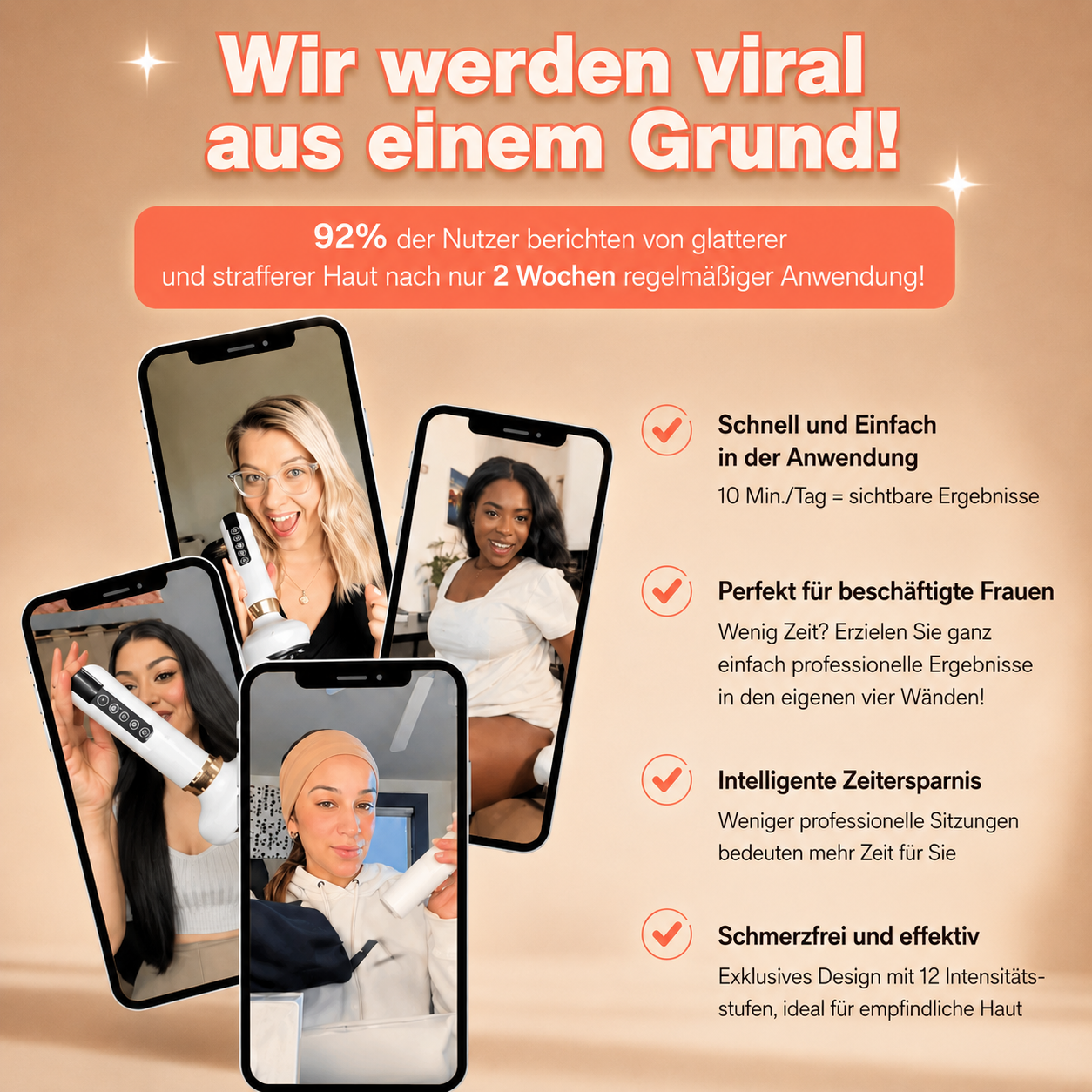 92% berichten von glatterer und strafferer Haut nach 2 Wochen mit ELA